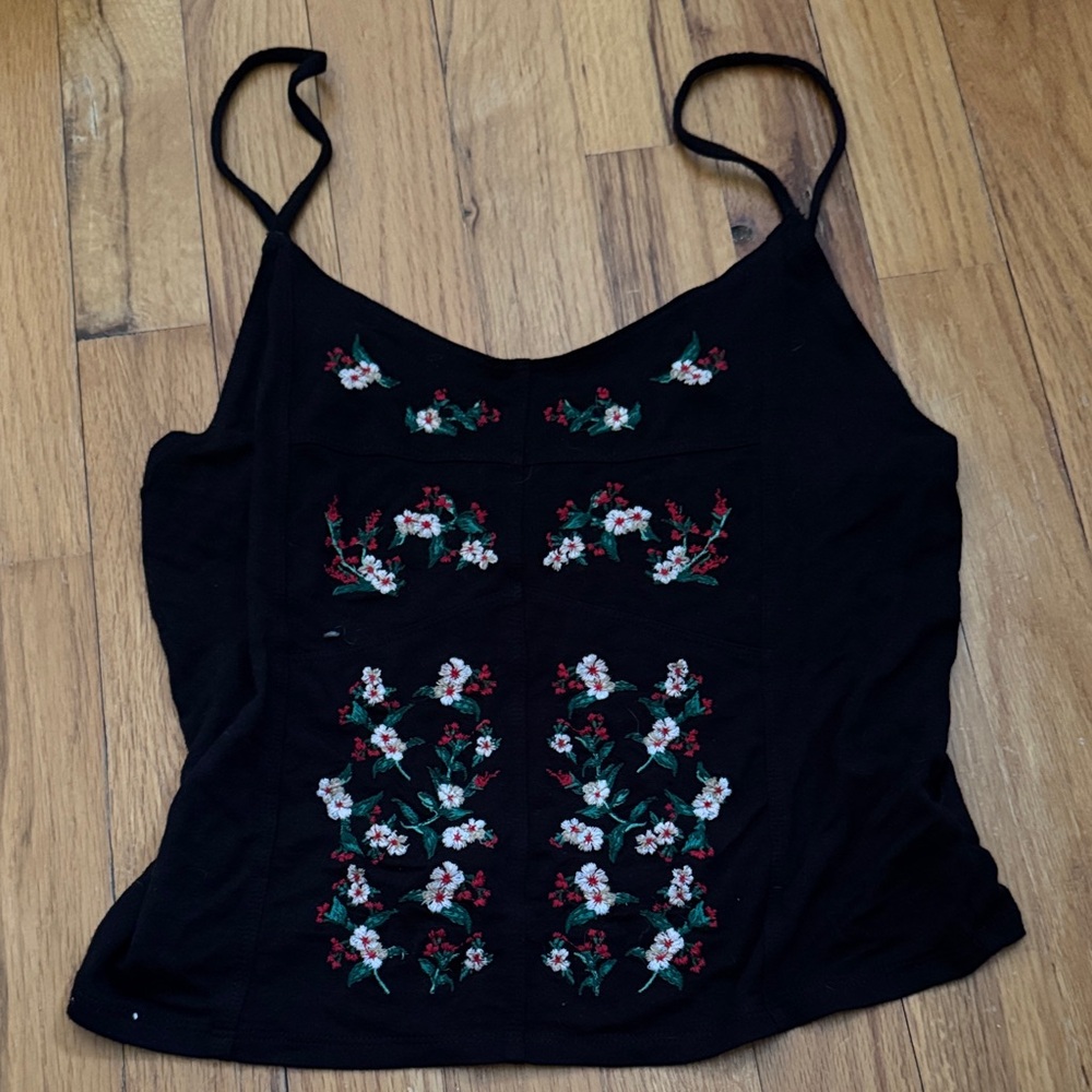 American eagle black floral tank top